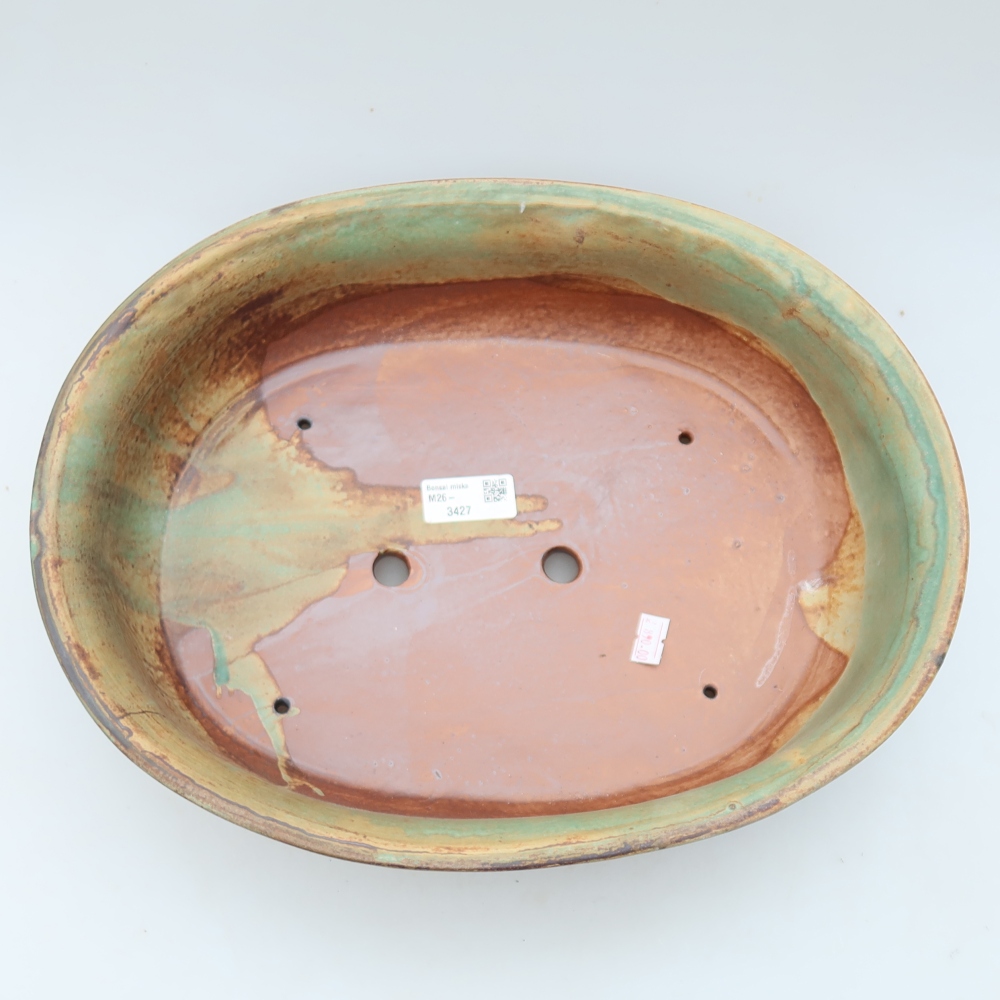 Keramik-Bonsai-Schale 36 x 28 x 8,5 cm, Farbe: braun-grün