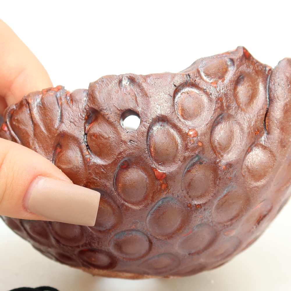 Keramikschale für Kokedama, 13 x 12 x 7,5 cm, Farbe: Braun