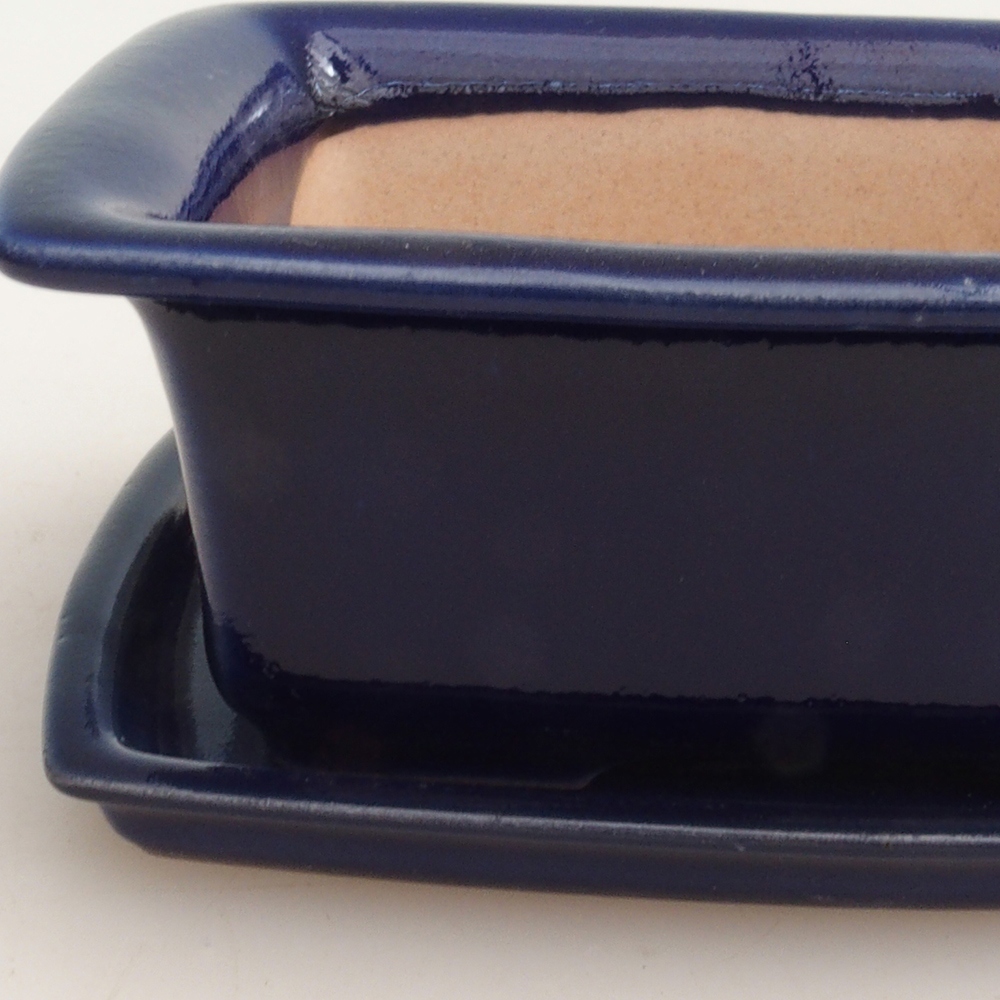 Bonsai-Schale + Untertasse H11 - 11,5 x 10 x 4 cm - Blau