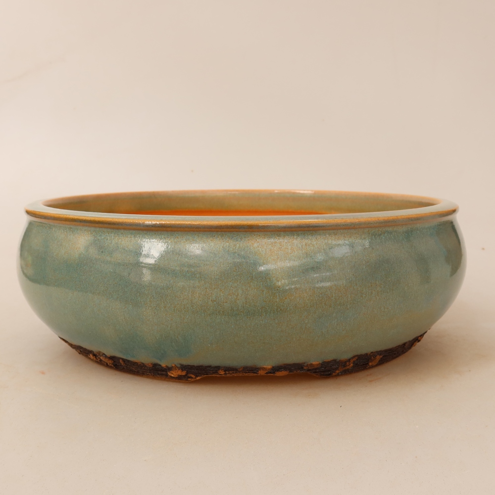 Keramik-Bonsai-Schale, 23,5 x 23,5 x 7,5 cm, Farbe: grün