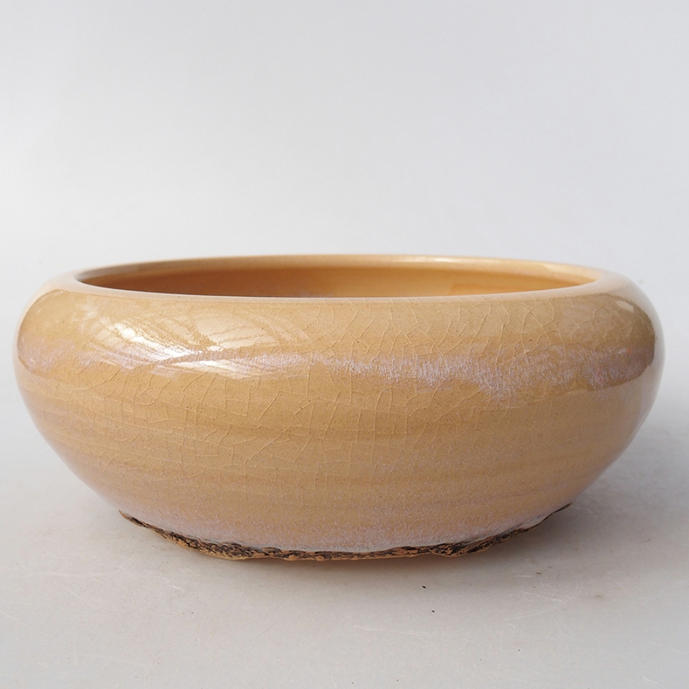 Keramik-Bonsaischale 18 x 18 x 6 cm, Farbe Beige