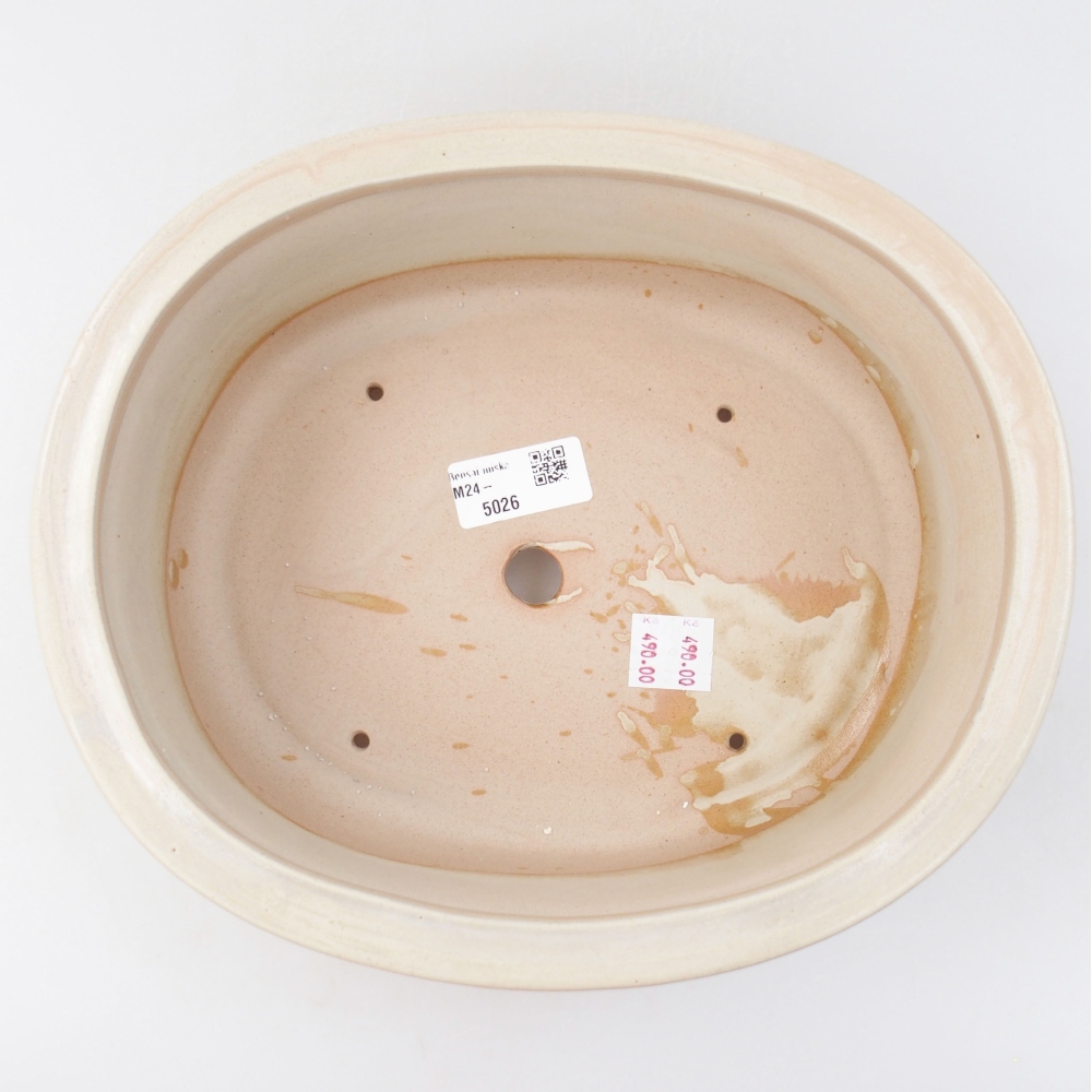 Keramik-Bonsaischale 26 x 22 x 8 cm, Farbe Beige