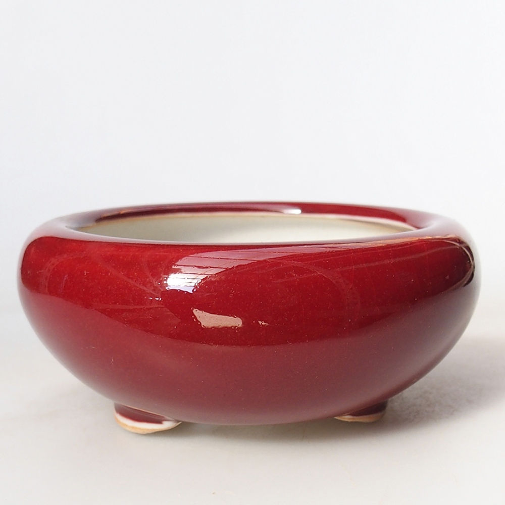 Keramik-Bonsaischale 10,5 x 10,5 x 4,5 cm, Farbe Rot
