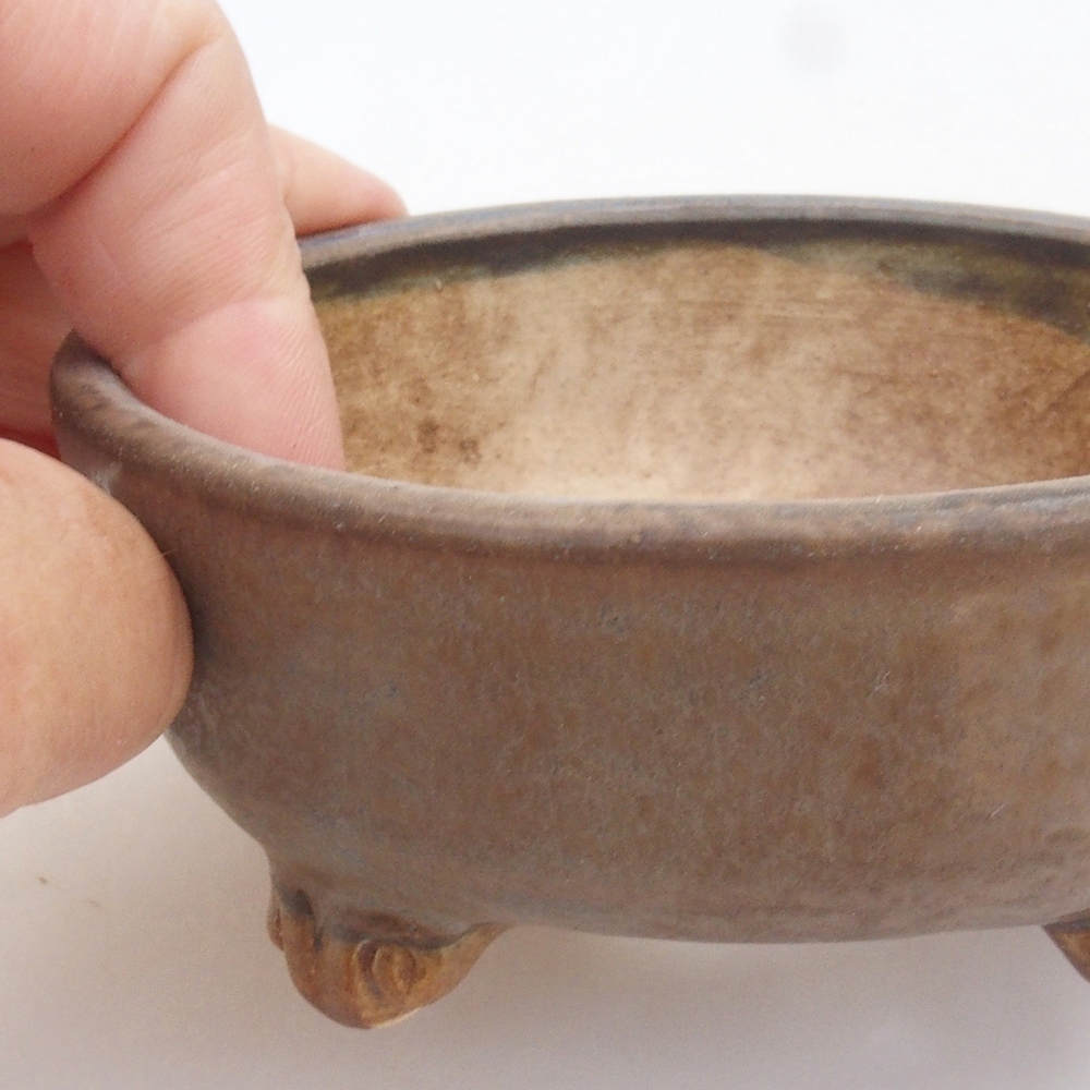 Bonsaischale aus Keramik 10,5 x 10,5 x 4,5 cm, Farbe braun