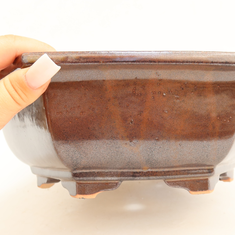 Keramik-Bonsai-Schale 28 x 24,5 x 9 cm, Farbe: weinrot