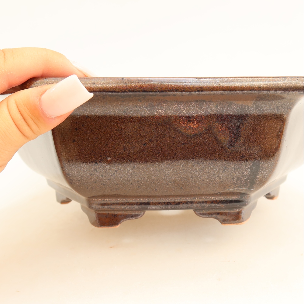 Keramik-Bonsai-Schale, 24 x 21,5 x 7,5 cm, Farbe: Braun
