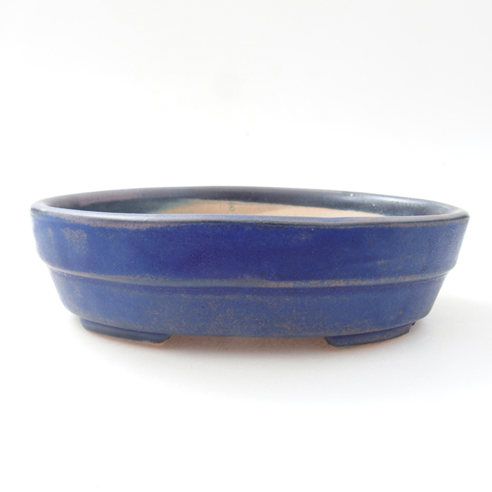 Keramik-Bonsaischale 13,5 x 10,5 x 3,5 cm, Farbe blau