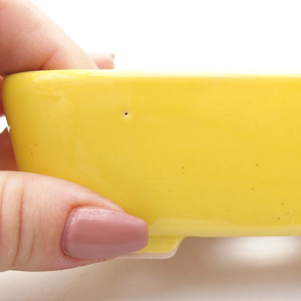 Bonsaischale aus Keramik 12,5 x 9 x 3,5 cm, gelb