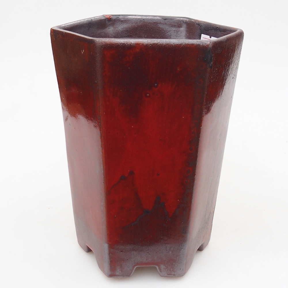 Bonsaischale aus Keramik 13 x 11,5 x 17 cm, Farbe rot