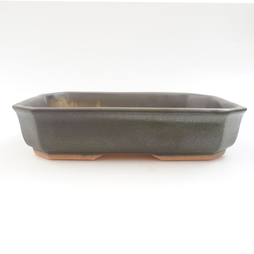Keramik-Bonsaischale 19 x 13,5 x 4,5 cm, Farbe grau