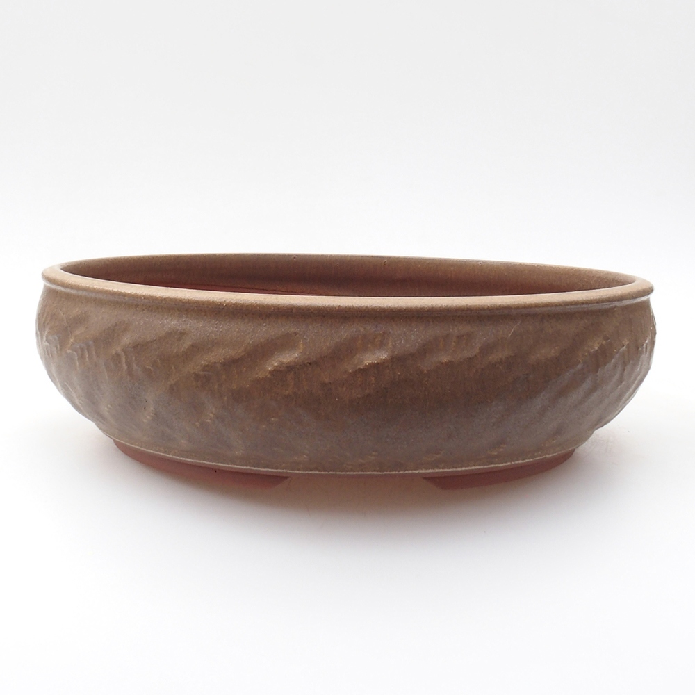 Keramik-Bonsaischale 25,5 x 25,5 x 7 cm, Farbe Braun