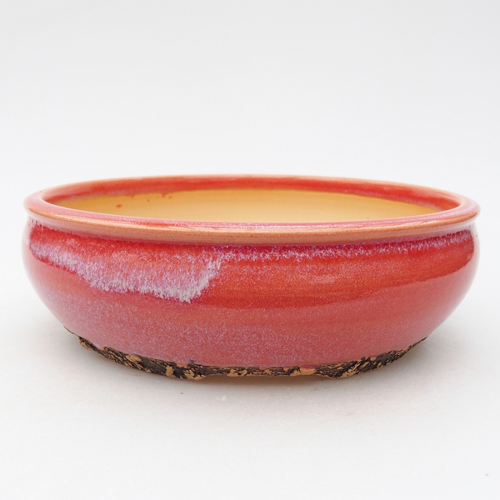 Keramik-Bonsaischale 18,5 x 18,5 x 6 cm, Farbe Rot