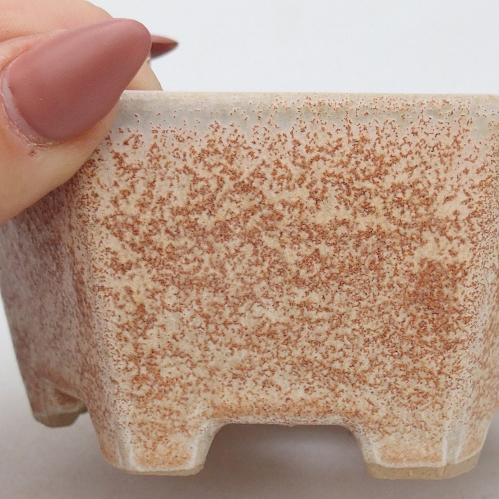 Bonsaischale aus Keramik 10,5 x 9,5 x 5 cm, Farbe beige
