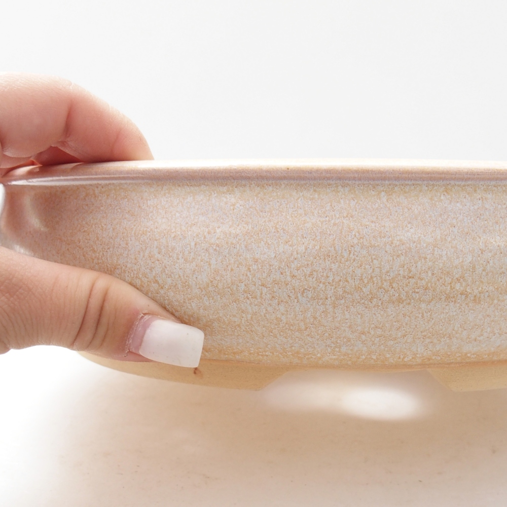 Bonsaischale aus Keramik 25,5 x 25,5 x 6 cm, Farbe beige
