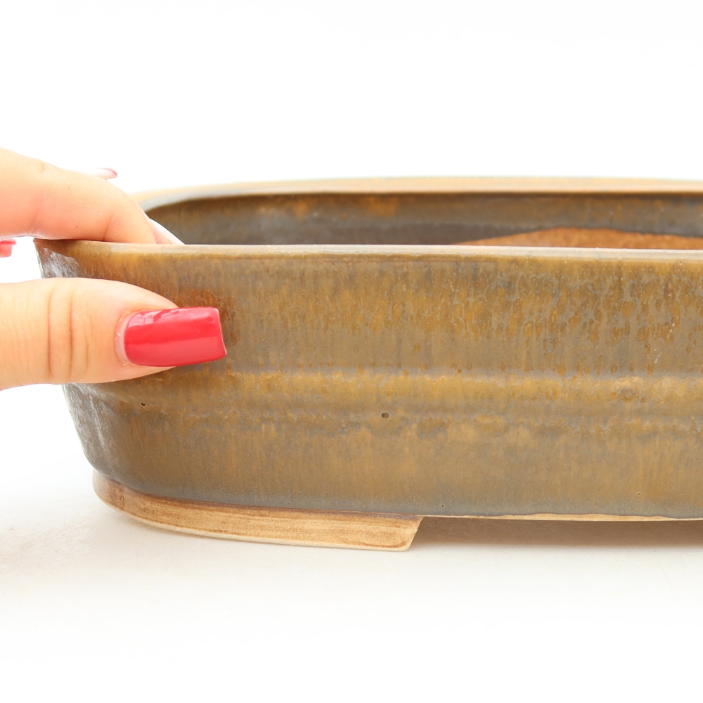 Keramik-Bonsai-Schale 24,5 x 20,5 x 6,5 cm, Farbe: braun