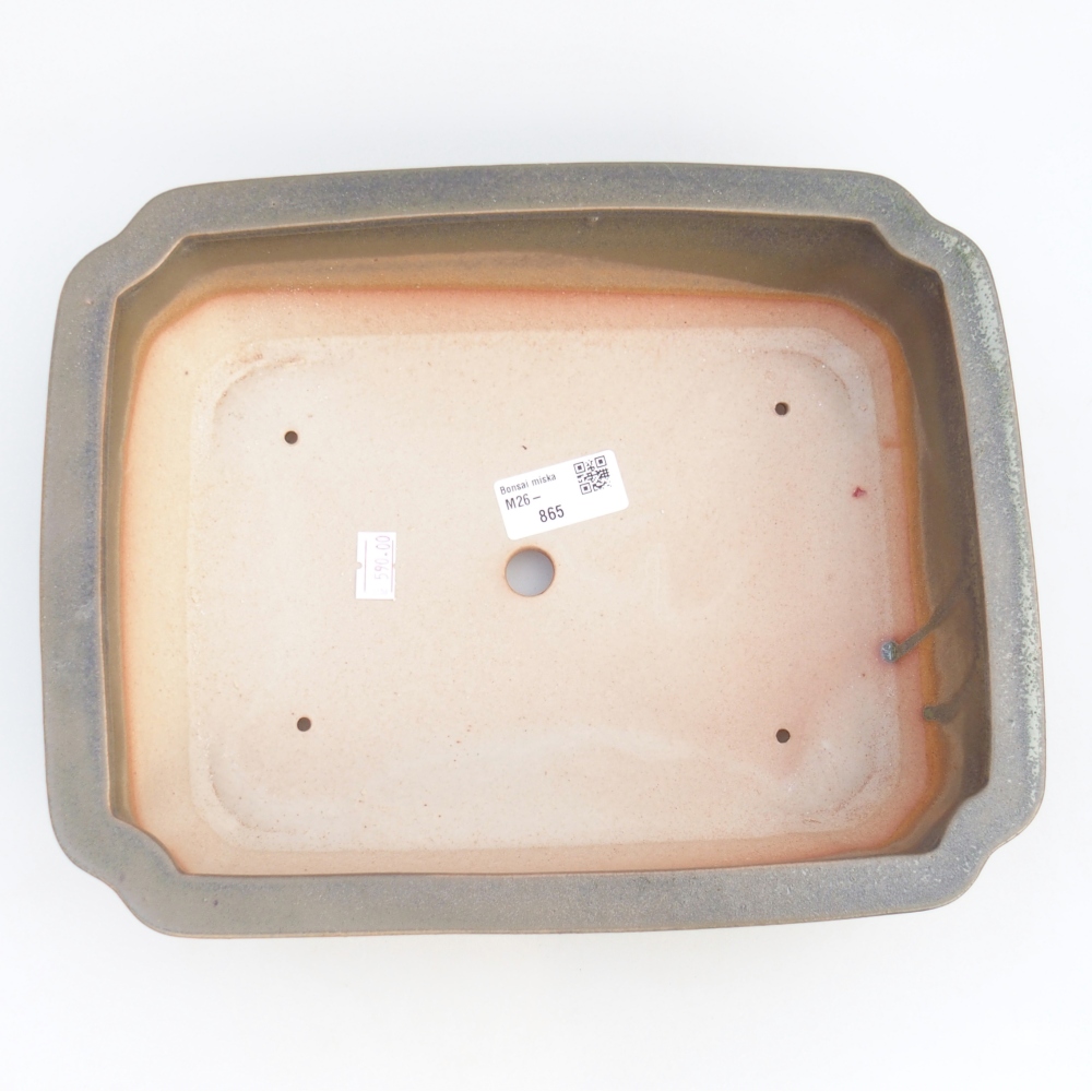 Bonsaischale aus Keramik 28 x 22,5 x 7 cm, grün-braun