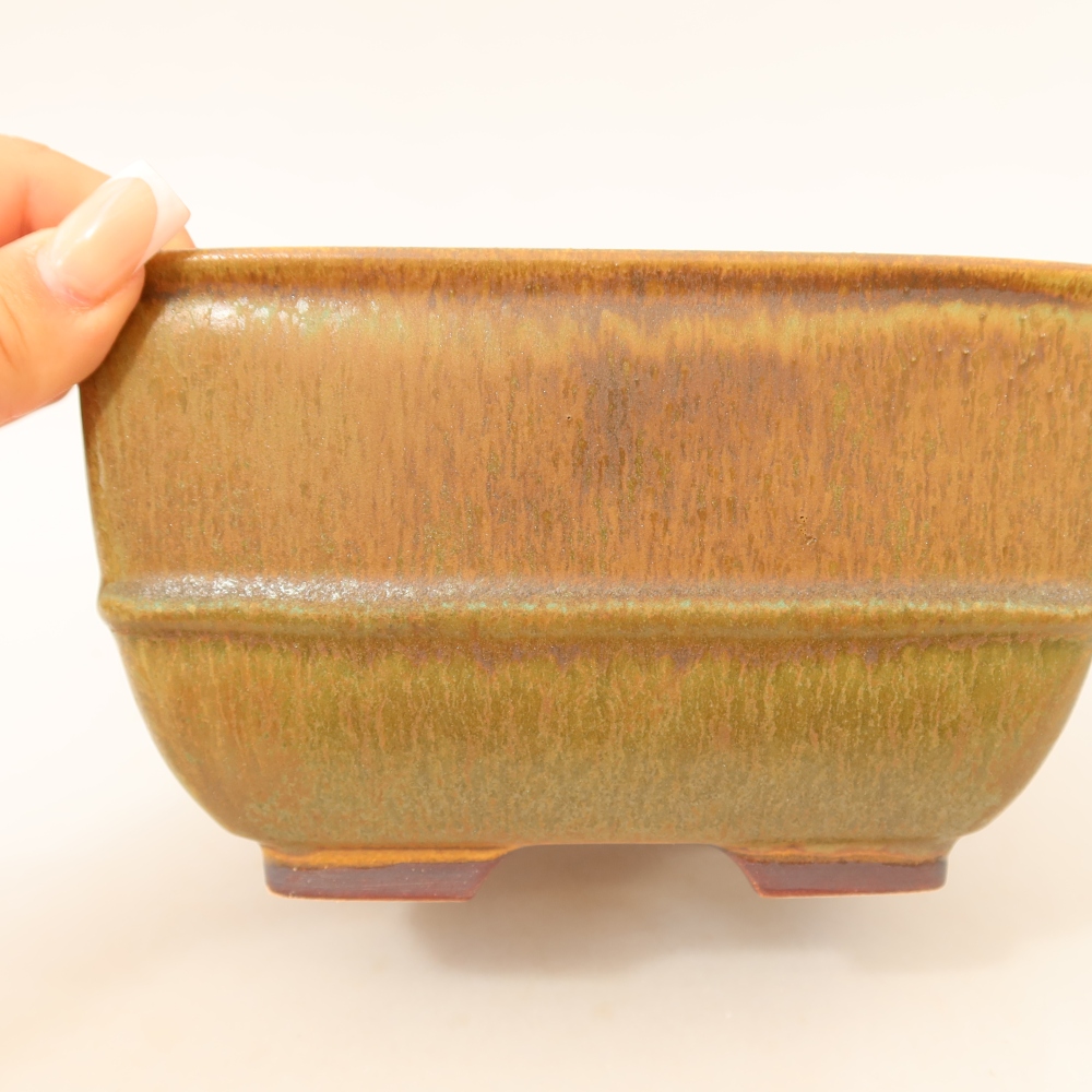 Keramik-Bonsai-Schale 16,5 x 16,5 x 9,5 cm, Farbe: grün