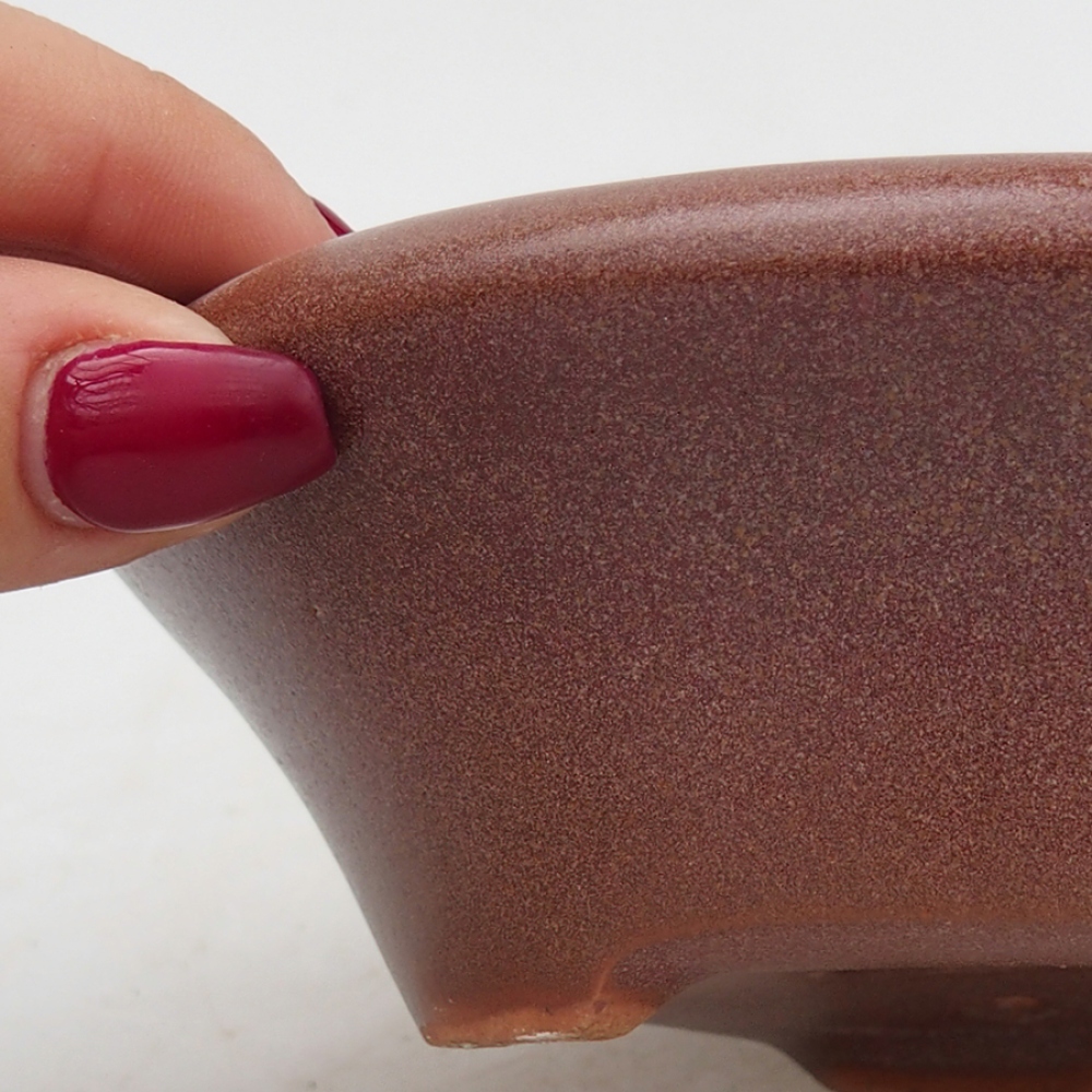 Keramik-Bonsaischale 13,5 x 13,5 x 4,5 cm, Burgund Farbe