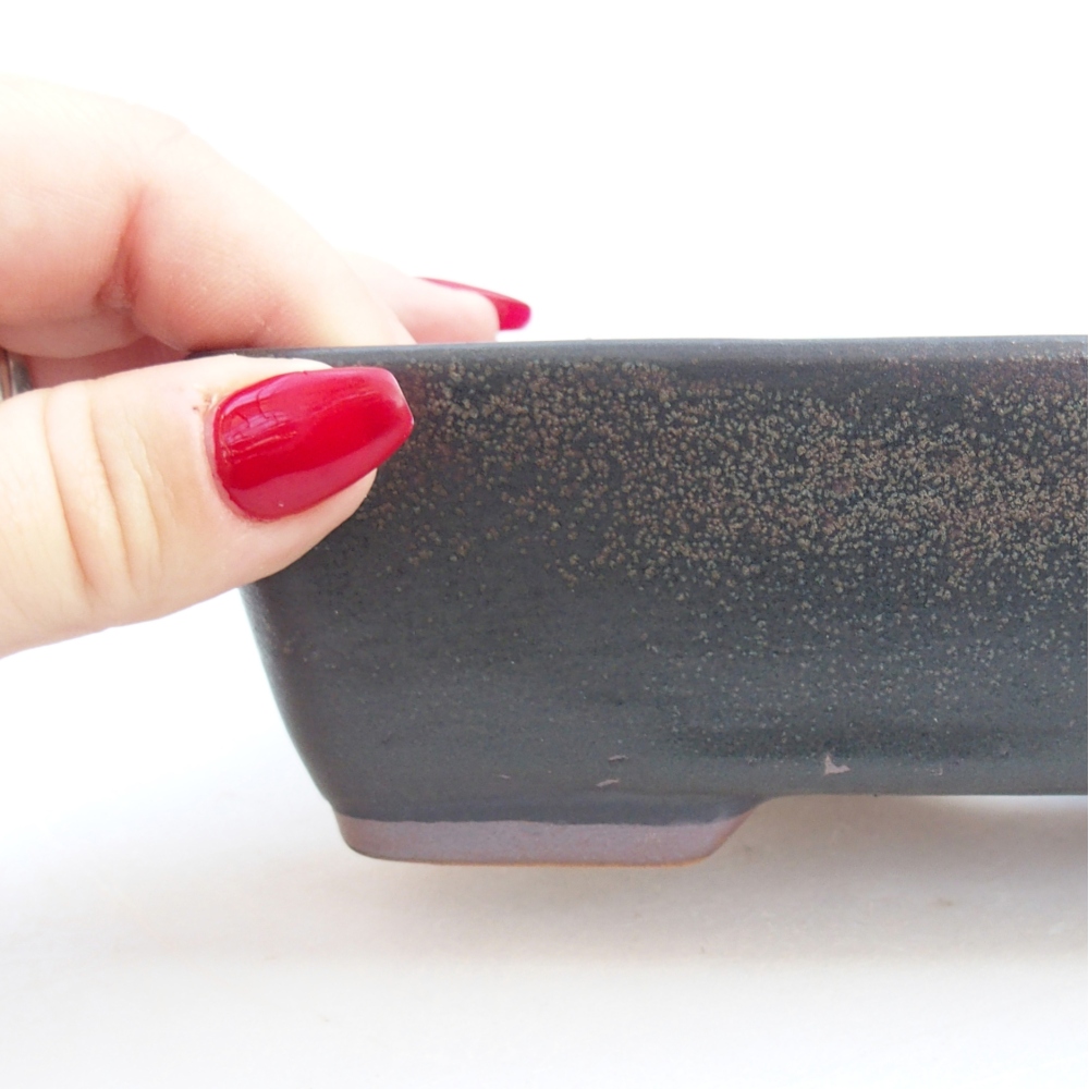 Bonsaischale aus Keramik 18,5 x 13,5 x 3,5 cm, grau