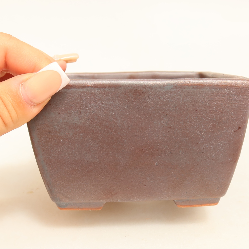 Keramik-Bonsai-Schale, 10,5 × 10,5 × 6,5 cm, metallfarben