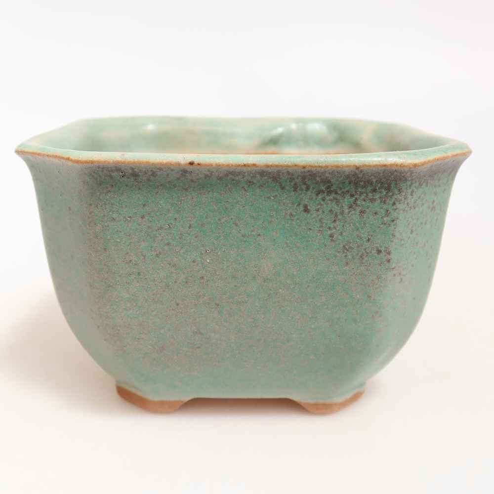 Keramik-Bonsai-Schale 10 x 10 x 6,5 cm, Farbe: grün
