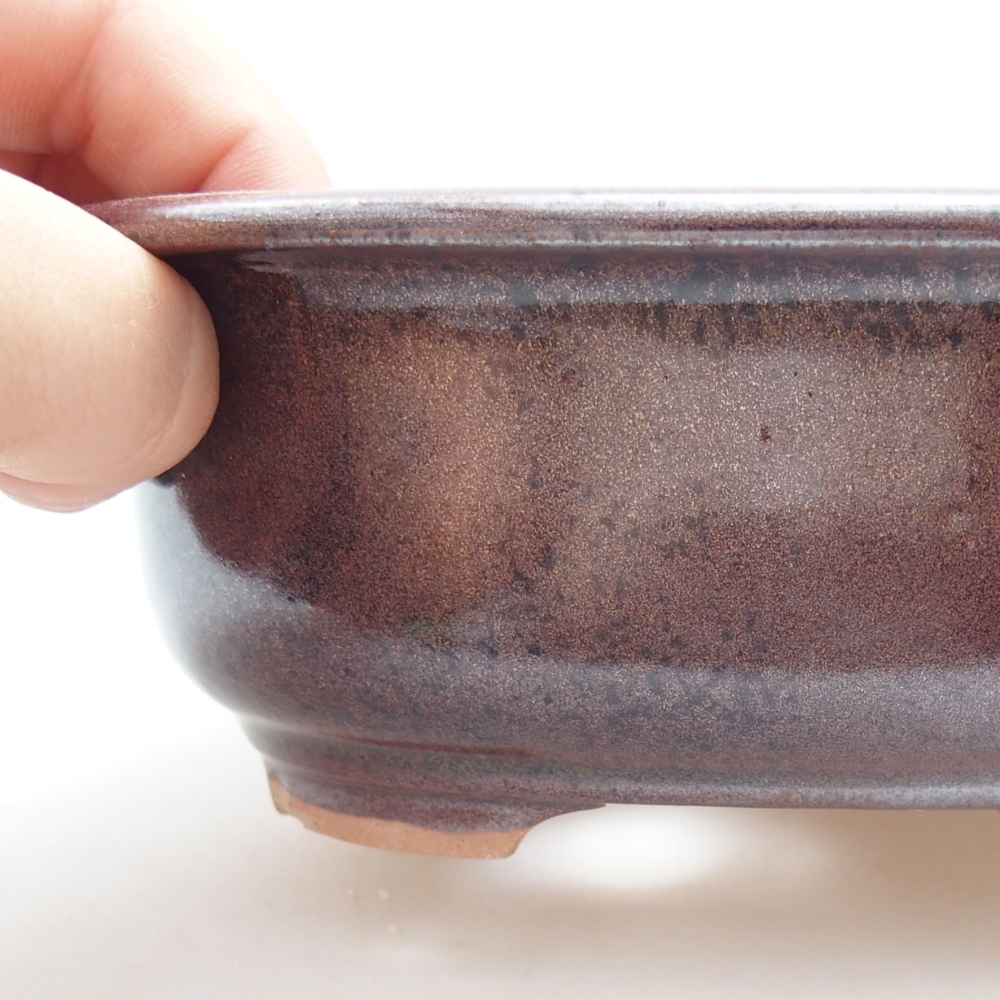 Keramik-Bonsaischale 15,5 x 12 x 6 cm, Farbe braun