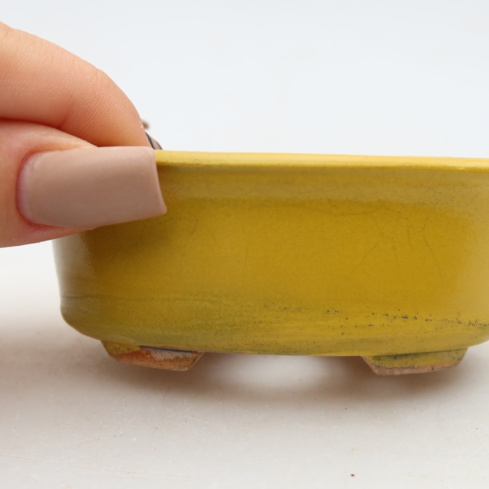 Keramik-Bonsai-Schale 9,5 × 6,5 × 3 cm, Farbe: gelb