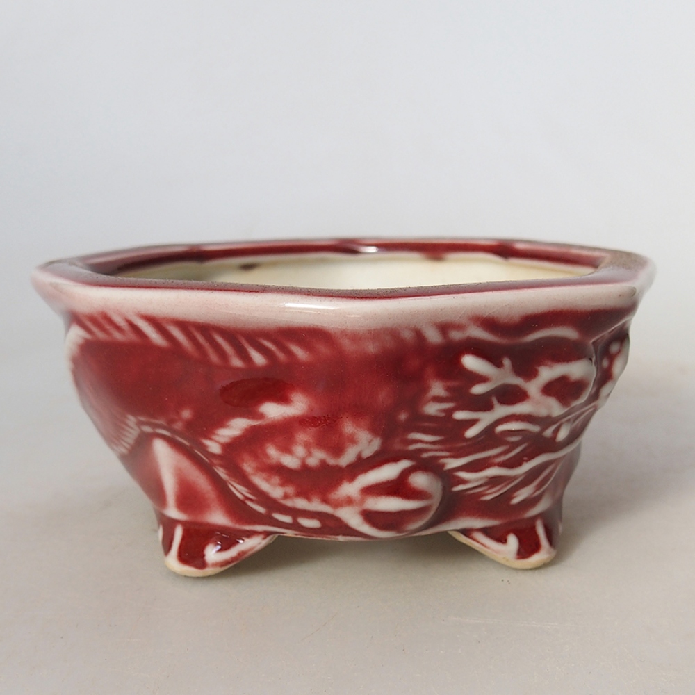 Keramik-Bonsaischale 11 x 10 x 5 cm, Farbe Rot