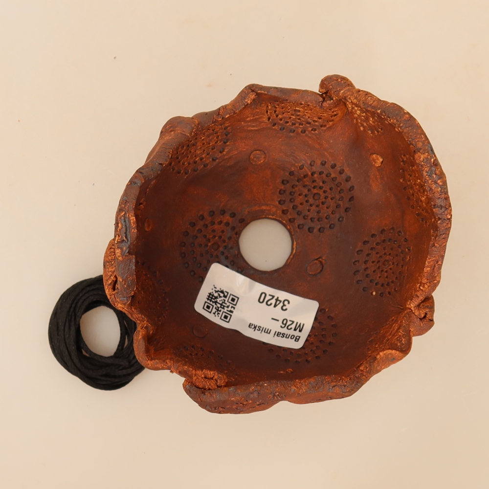 Keramikschale für Kokedama, 10 x 9 x 9 cm, Farbe: Braun