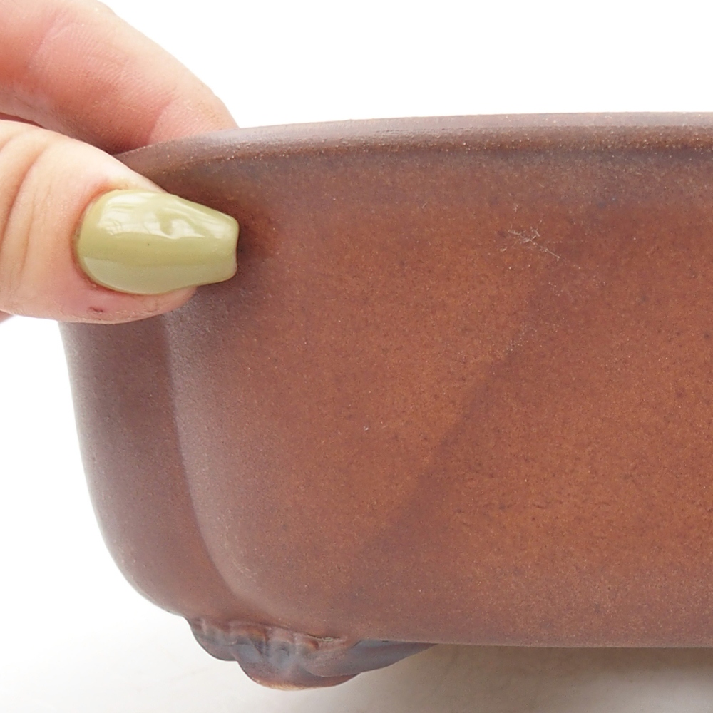 Keramik-Bonsaischale 19 x 17 x 6 cm, Farbe braun