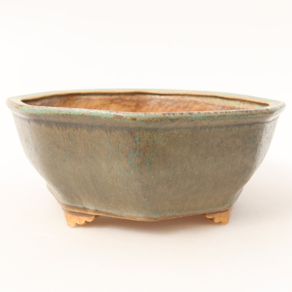 Keramik-Bonsai-Schale, 17 x 16 x 6,5 cm, Farbe: grün