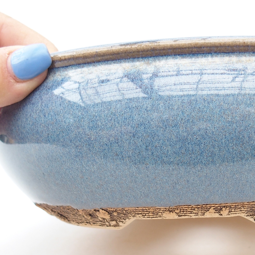 Keramik-Bonsai-Schale 18,5 x 18,5 x 6,5 cm, Farbe blau