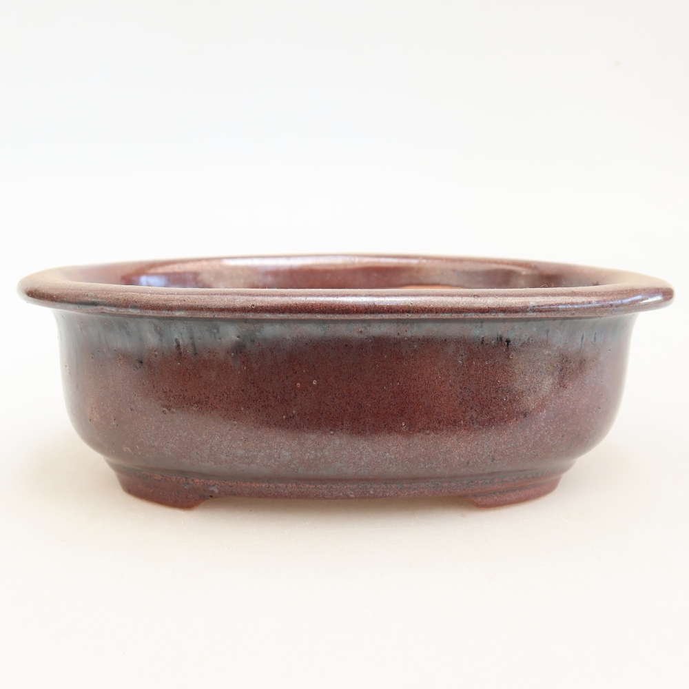 Keramik-Bonsai-Schale, 18 x 14,5 x 5,5 cm, Farbe: weinrot