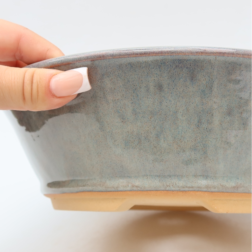 Keramik-Bonsai-Schale, 24,5 x 24,5 x 7,5 cm, Farbe: Grau