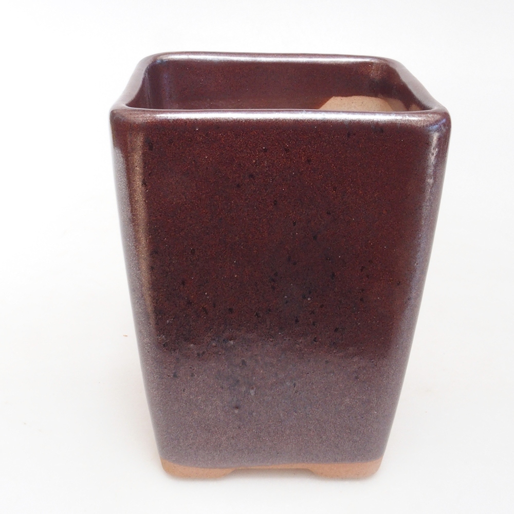 Keramik-Bonsaischale 8,5 x 8,5 x 11 cm, Farbe braun