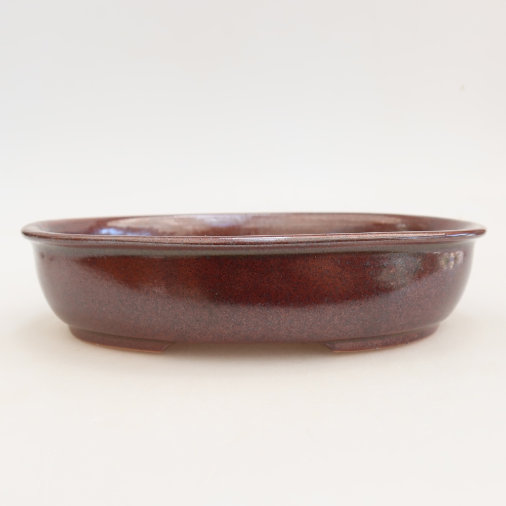 Keramik-Bonsai-Schale 22 x 17 x 5 cm, Farbe: weinrot