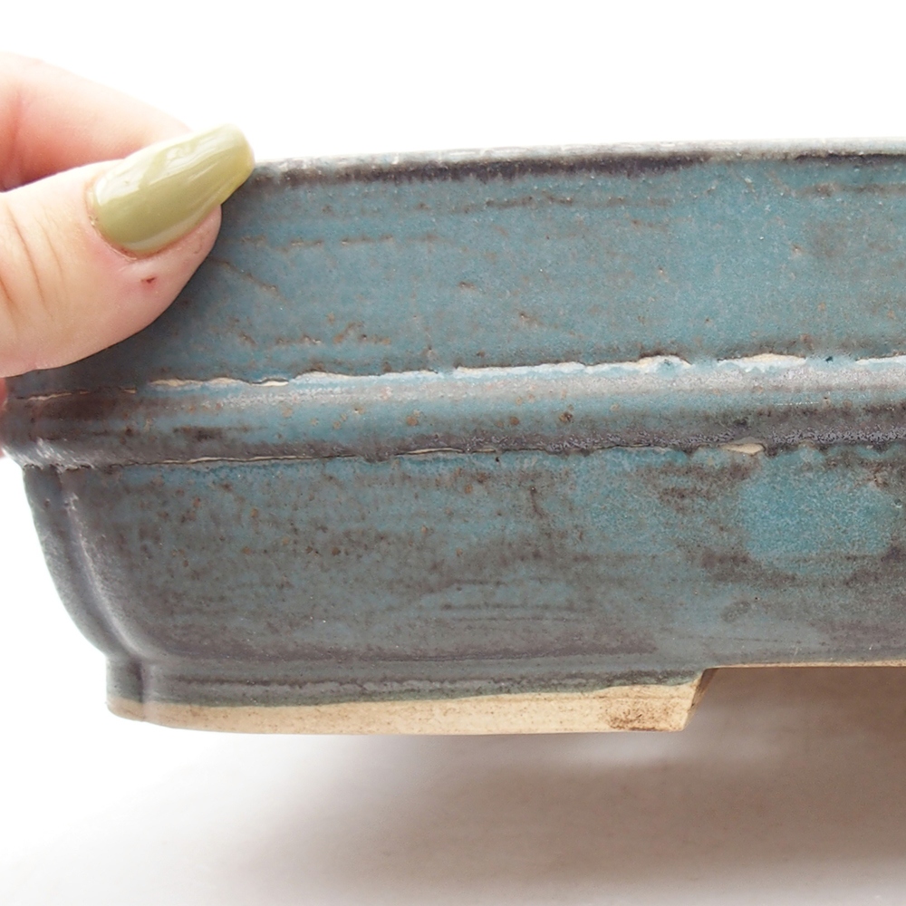 Keramik-Bonsaischale 29 x 23,5 x 7  cm, Farbe blau
