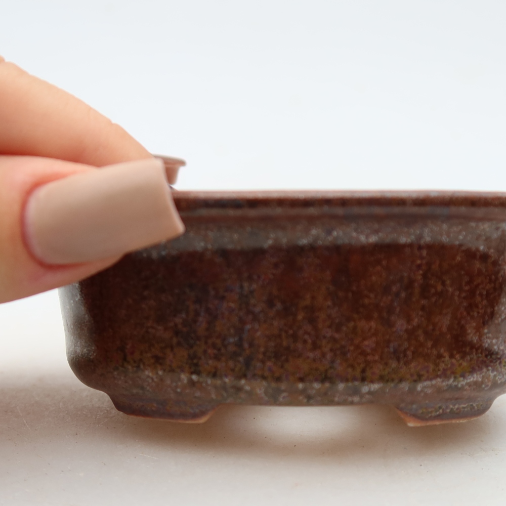 Keramik-Bonsai-Schale, 9,5 × 6,5 × 3 cm, Farbe: braun