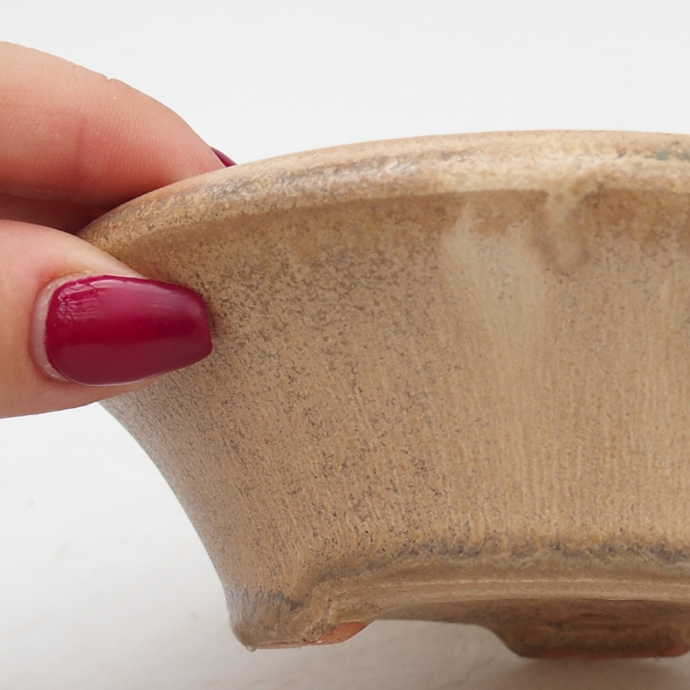 Keramik-Bonsaischale 13,5 x 13,5 x 4,5 cm, Beige Farbe