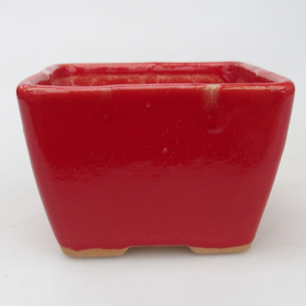 Bonsaischale aus Keramik 8,5 x 8,5 x 6 cm, Farbe rot
