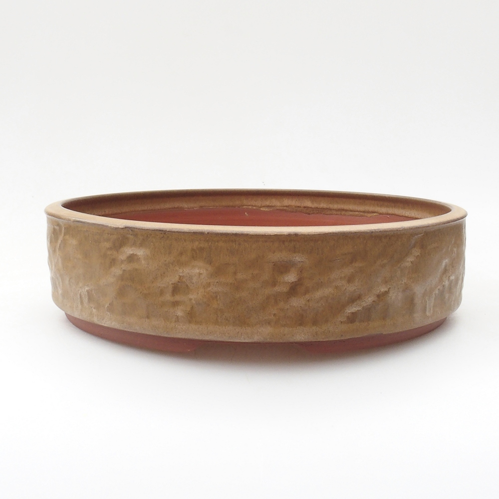 Keramik-Bonsaischale 24,5 x 24,5 x 6,5 cm, Farbe Beige