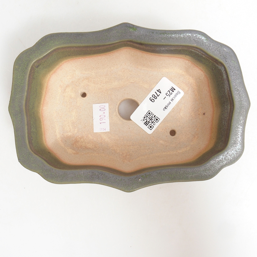 Keramik-Bonsaischale 15,5 x 11,5 x 4,5 cm, Farbe Grün