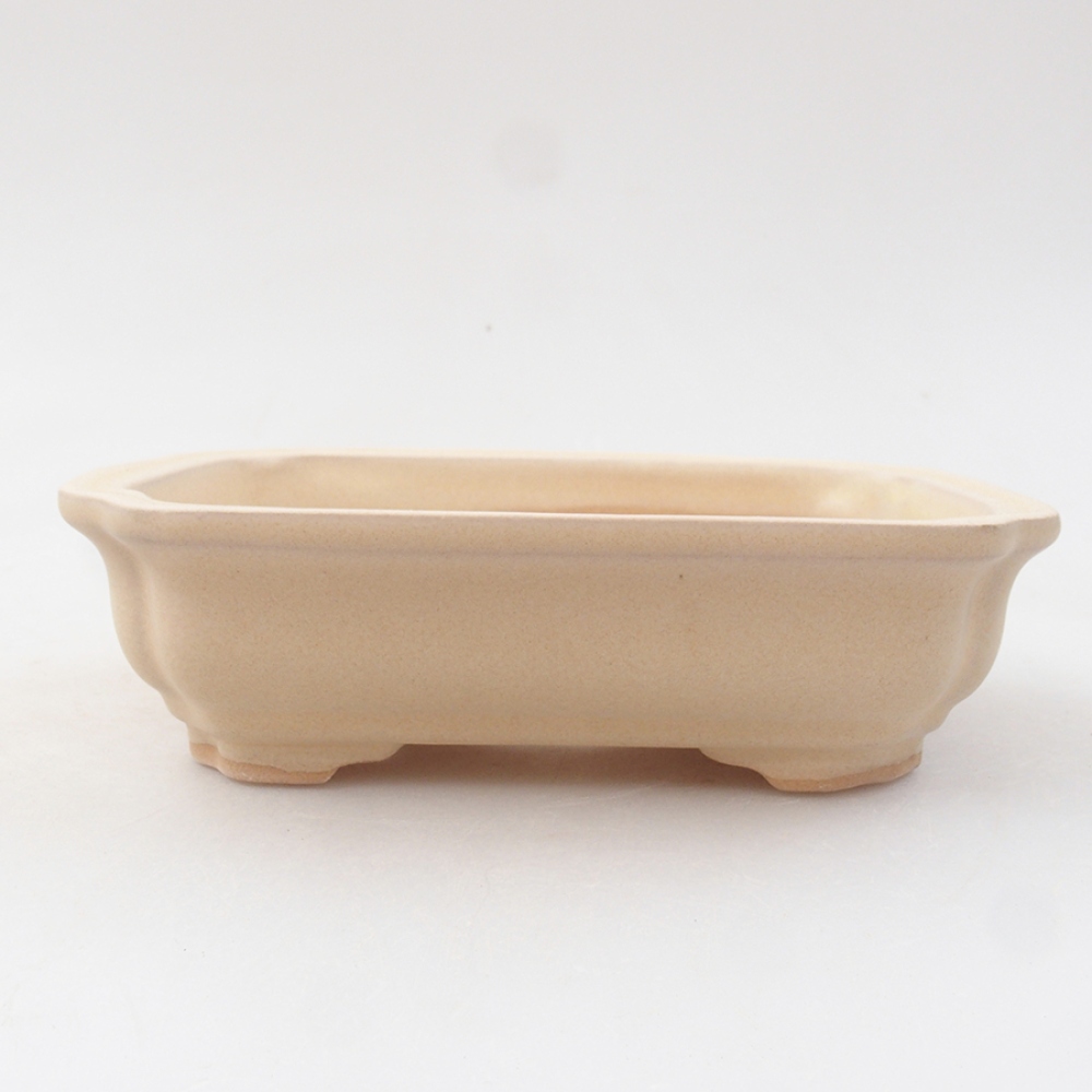 Keramik-Bonsaischale 14 x 11 x 4 cm, Farbe beige