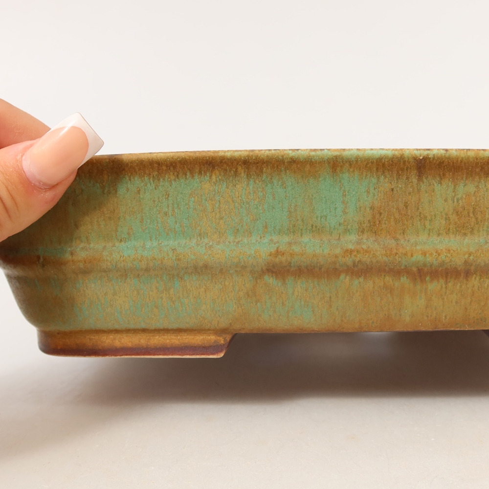 Keramik-Bonsai-Schale 22,5 x 18 x 6 cm, Farbe: grün
