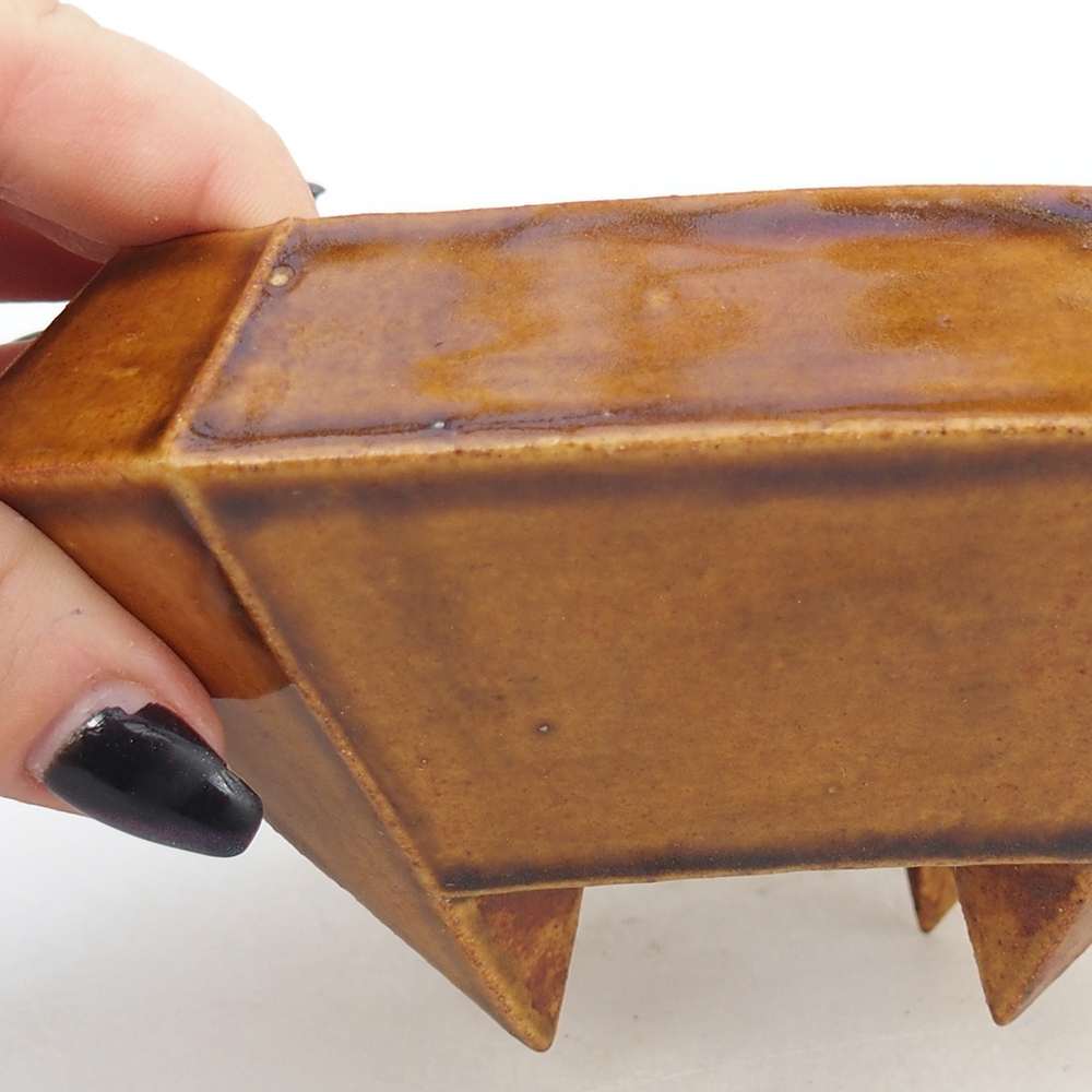 Bonsaischale aus Keramik 13,5 x 13,5 x 7,5 cm, braun