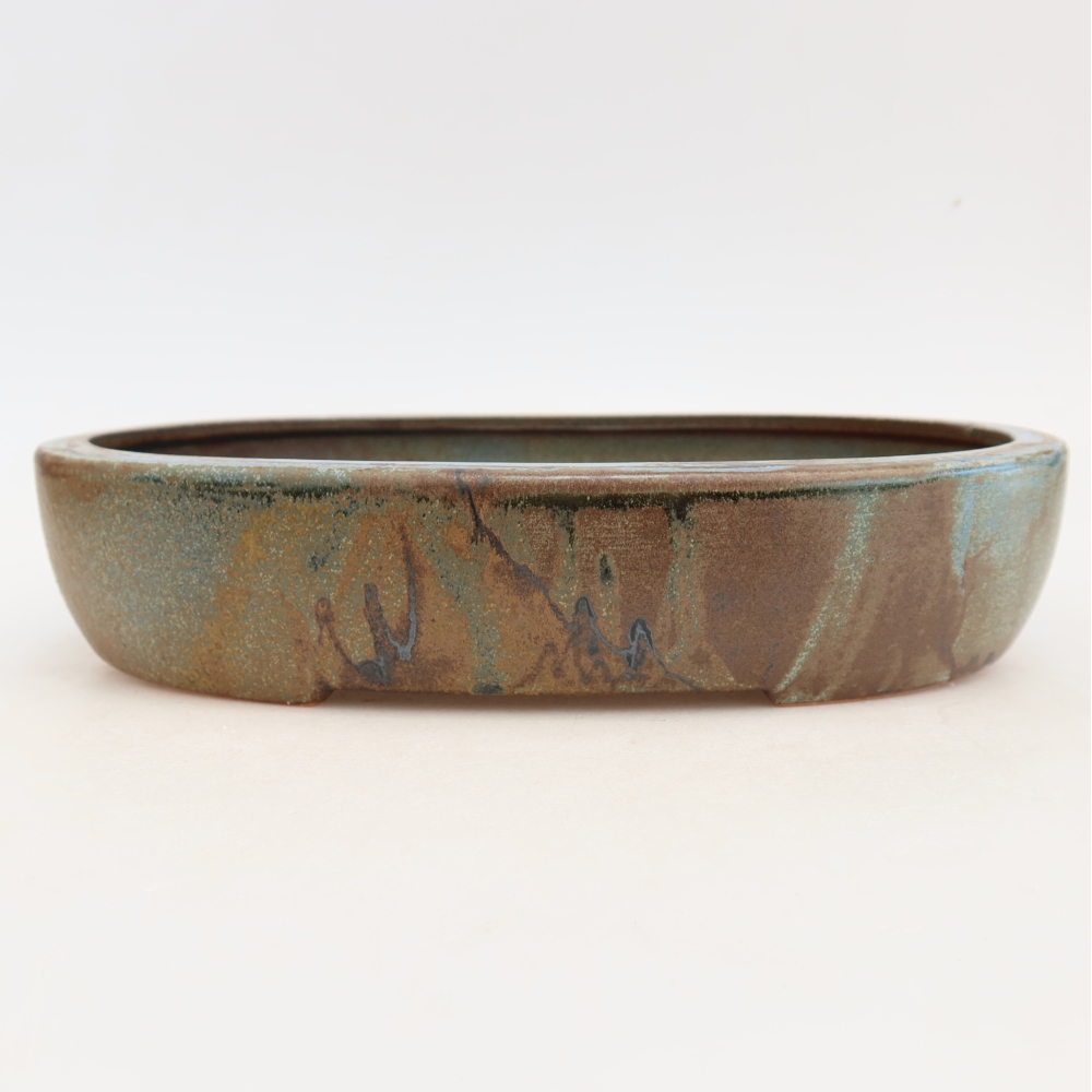 Keramik-Bonsai-Schale 27 x 21 x 5,5 cm, Farbe: blau-braun