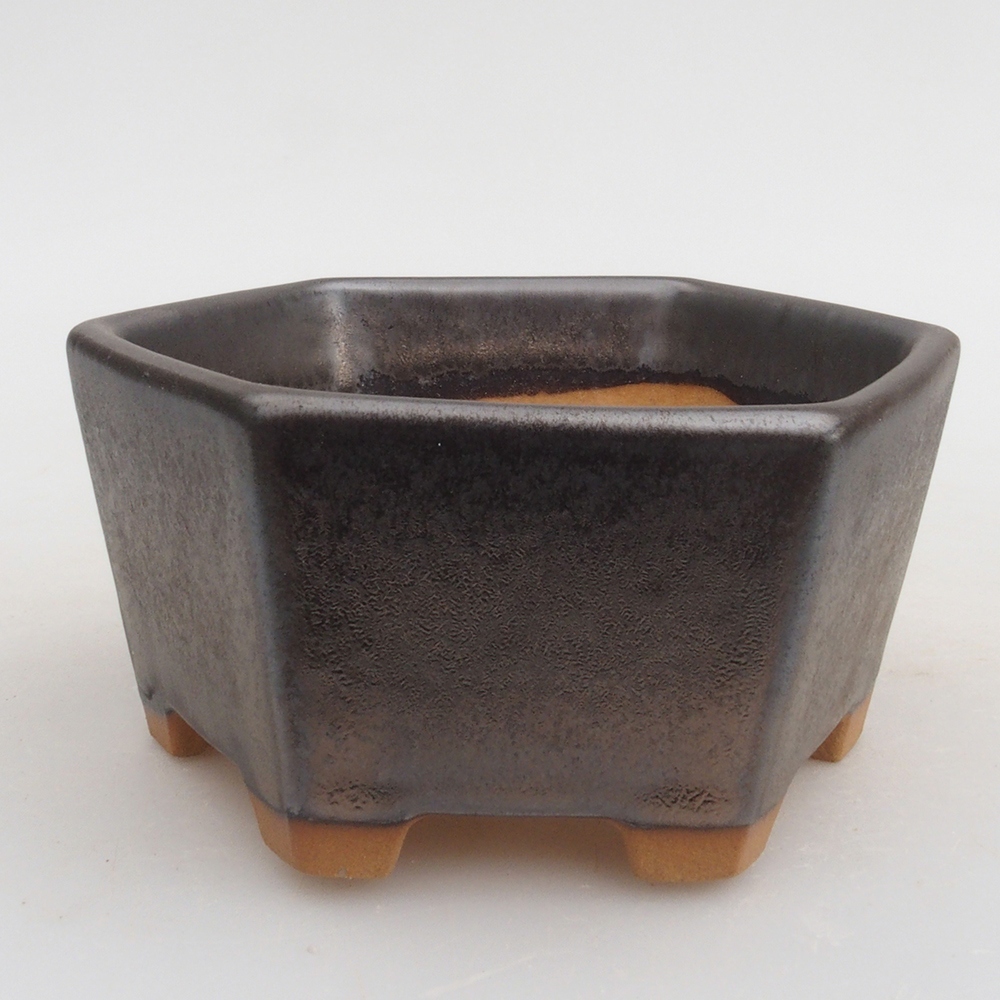 Keramik-Bonsaischale 9,5 x 9 x 4,5 cm, Farbe metallische