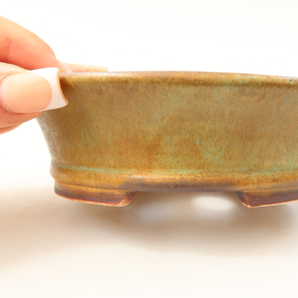 Keramik-Bonsai-Schale, 12,5 × 11,5 × 4 cm, Farbe: grün