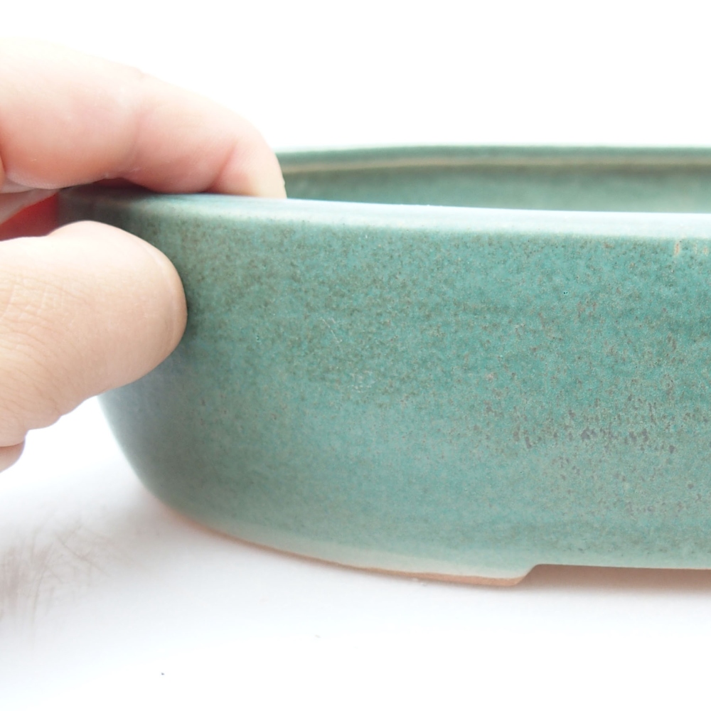 Keramik-Bonsaischale 26,5 x 21 x 5,5 cm, Farbe Grün