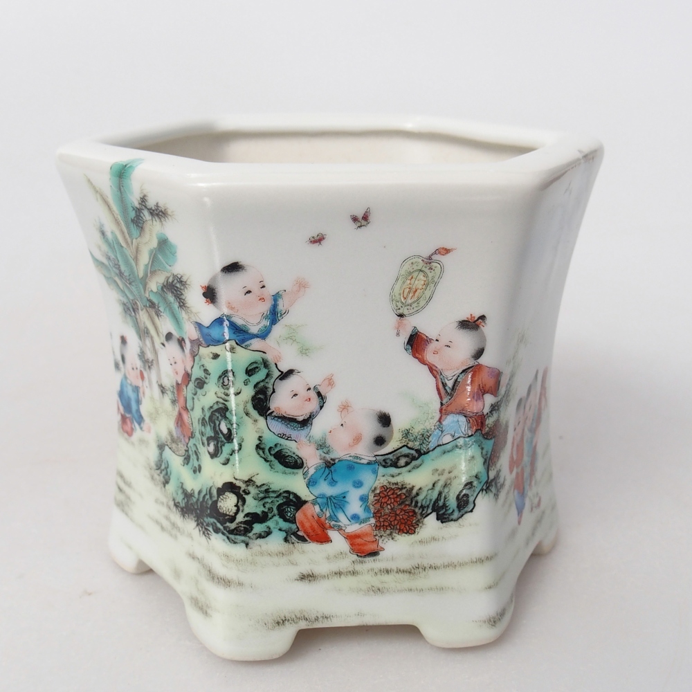 Bonsaischale aus Keramik 10,5 x 9,5 x 9 cm, Farbe weiß
